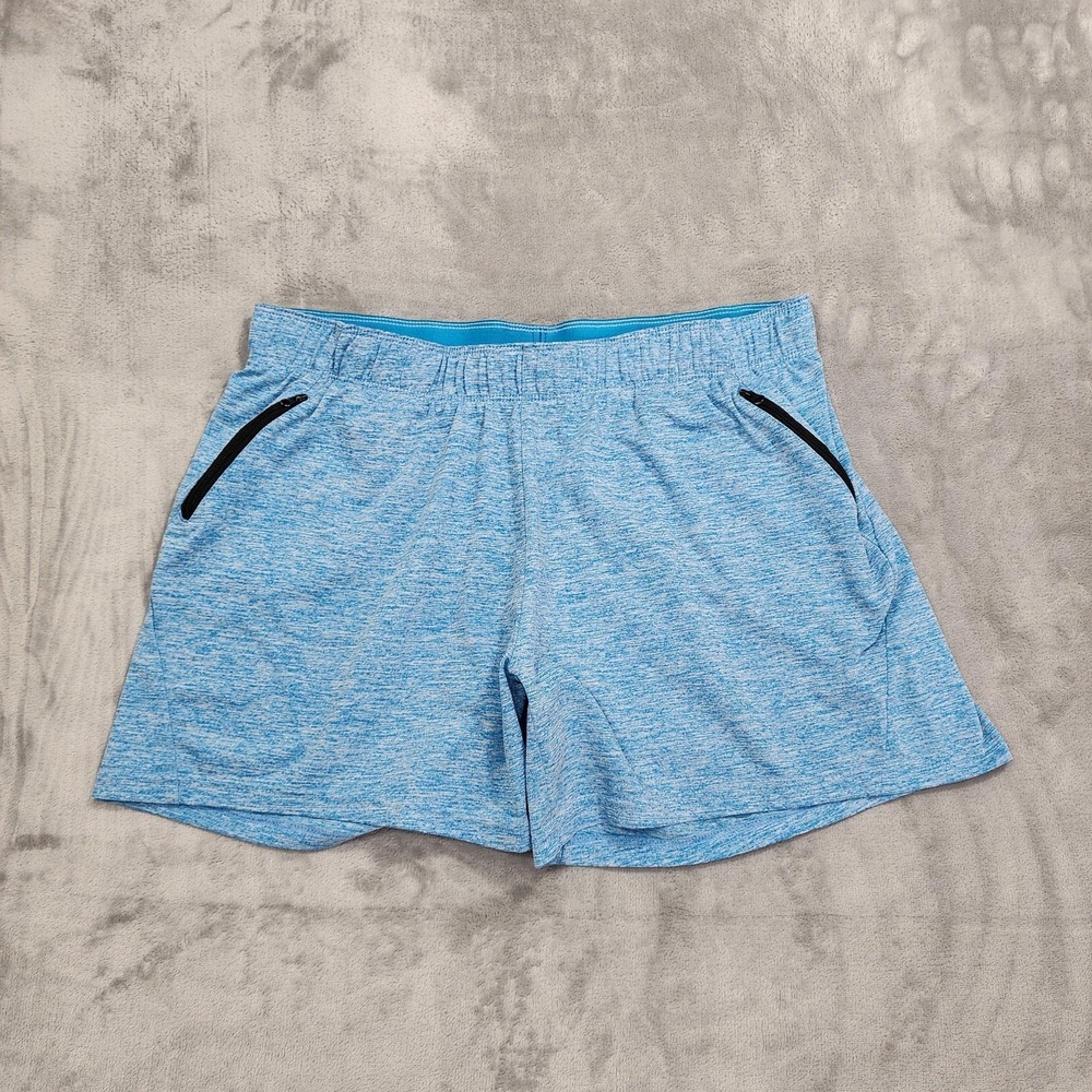 Liberty Pro Shorts Women XL Blue Stretch Zip Pocket Athletic Gym Running Workout